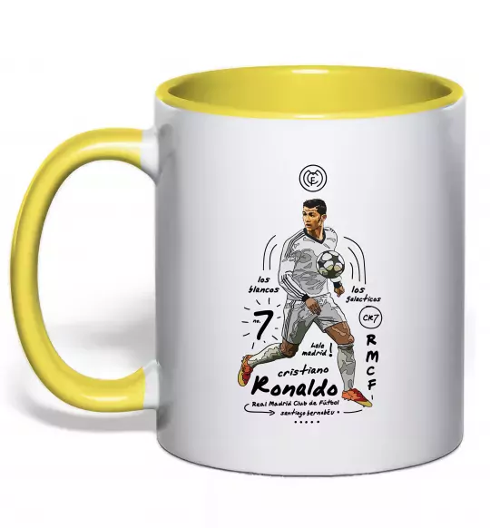 Чашка с цветной ручкой Cristiano Ronaldo Солнечно желтый фото