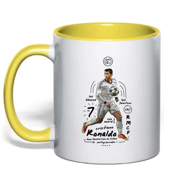Чашка з кольоровою ручкою Cristiano Ronaldo Лимонний фото