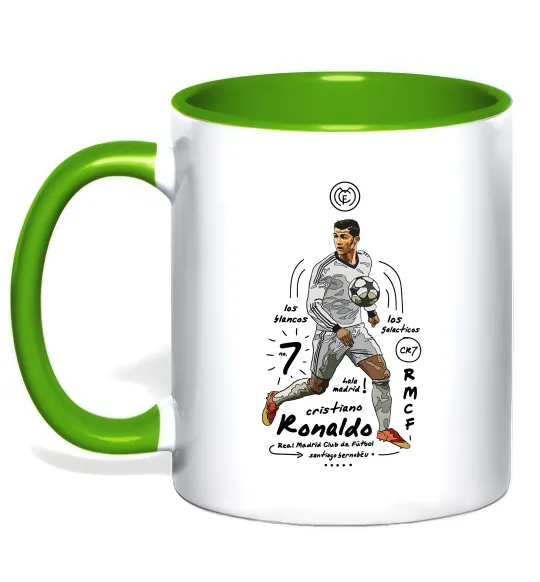 Чашка з кольоровою ручкою Cristiano Ronaldo Лаймовий фото