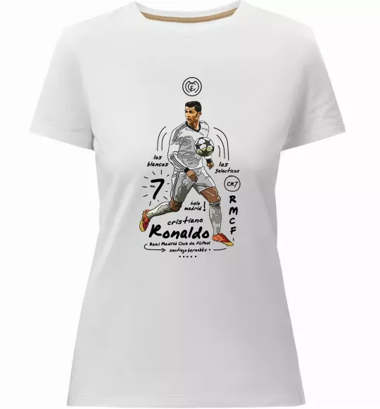 Женская премиум футболка Cristiano Ronaldo Белый фото