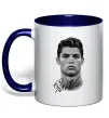 Чашка з кольоровою ручкою Молодий Ronaldo Глибокий темно-синій фото
