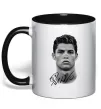 Чашка з кольоровою ручкою Молодий Ronaldo Чорний фото