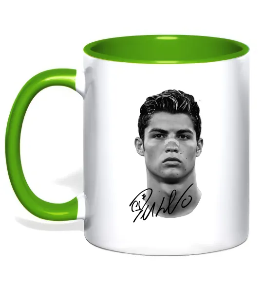 Чашка с цветной ручкой Молодий Ronaldo Лаймовый фото