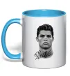 Чашка з кольоровою ручкою Молодий Ronaldo Блакитний фото