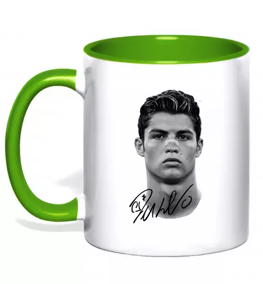 Чашка з кольоровою ручкою Молодий Ronaldo Зелений фото