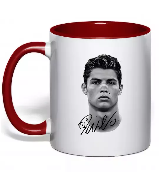 Чашка з кольоровою ручкою Молодий Ronaldo Червоний фото