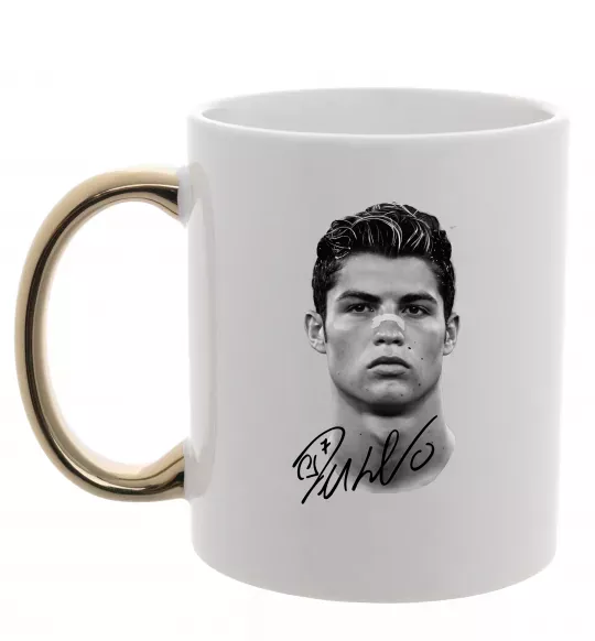 Чашка з кольоровою ручкою Молодий Ronaldo Золото фото