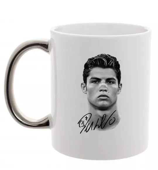 Чашка з кольоровою ручкою Молодий Ronaldo Срібло фото