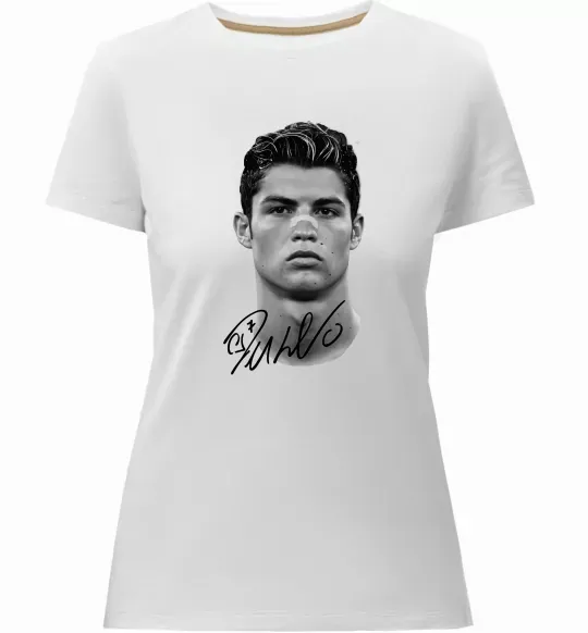 Жіноча преміум футболка Молодий Ronaldo Білий фото
