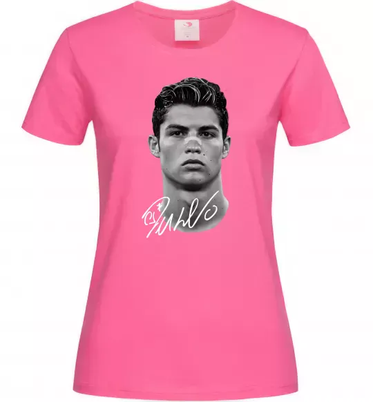 Жіноча футболка Молодий Ronaldo Яскраво-рожевий фото