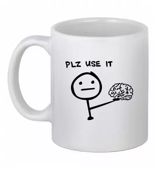 Чашка керамічна Plz use it Білий фото
