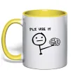 Чашка с цветной ручкой Plz use it Солнечно желтый фото