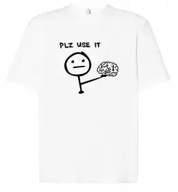 Футболка Оверсайз Plz use it Белый фото