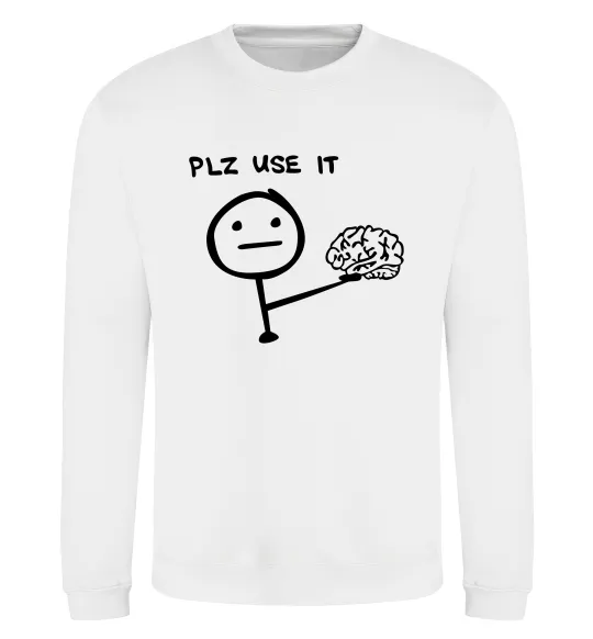 Свитшот Plz use it Белый фото