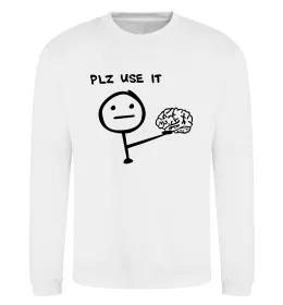 Світшот Plz use it Білий фото