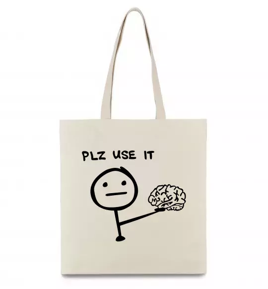 Еко-сумка Plz use it Бежевий фото