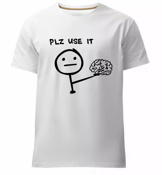 Мужская премиум футболка Plz use it Белый фото