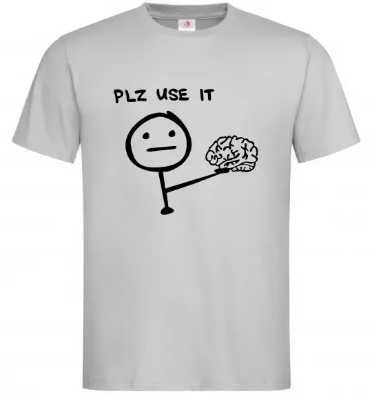 Чоловіча футболка Plz use it Сірий фото