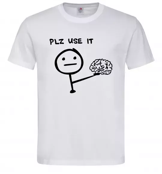 Чоловіча футболка Plz use it Білий фото