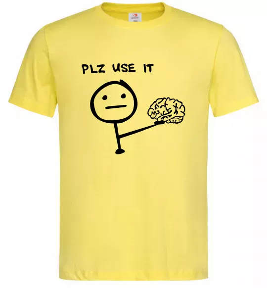 Чоловіча футболка Plz use it Лимонний фото