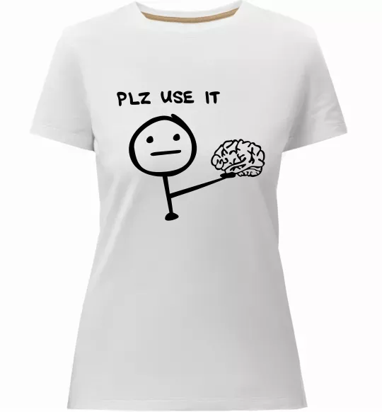 Женская премиум футболка Plz use it Белый фото