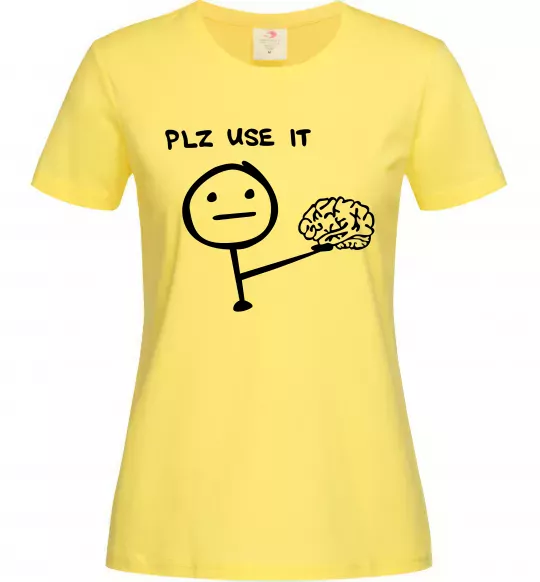Женская футболка Plz use it Лимонный фото