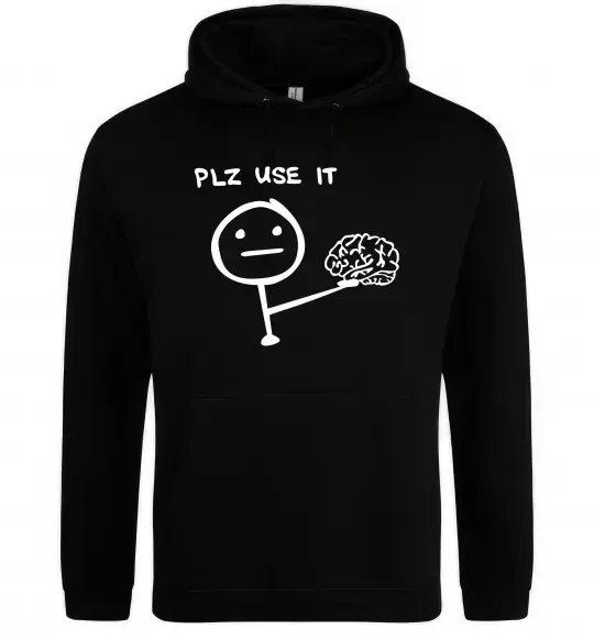 Мужская толстовка (худи) Plz use it Черный фото