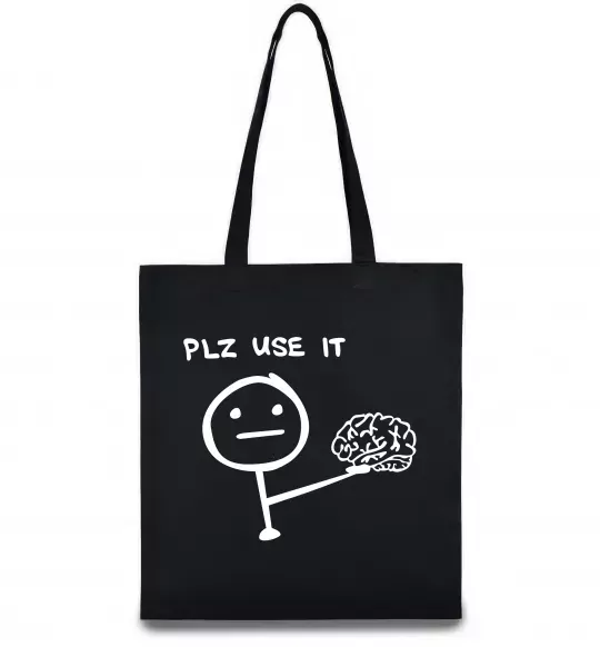 Еко-сумка Plz use it Чорний фото