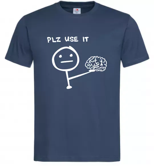 Чоловіча футболка Plz use it Темно-синій фото