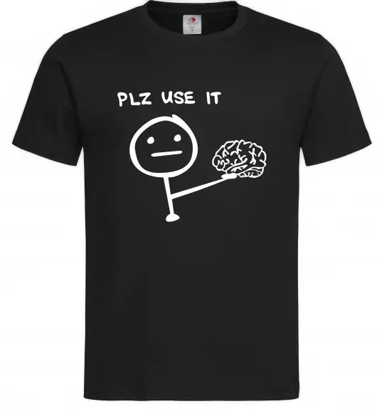 Чоловіча футболка Plz use it Чорний фото