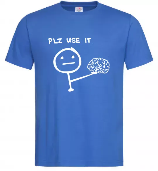 Чоловіча футболка Plz use it Яскраво-синій фото