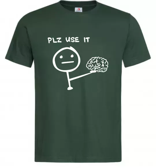 Чоловіча футболка Plz use it Темно-зелений фото