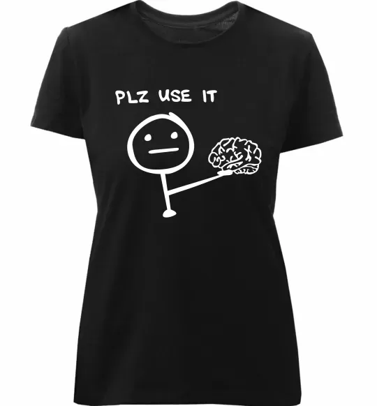 Женская премиум футболка Plz use it Черный фото