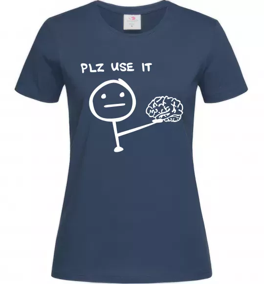 Женская футболка Plz use it Темно-синий фото