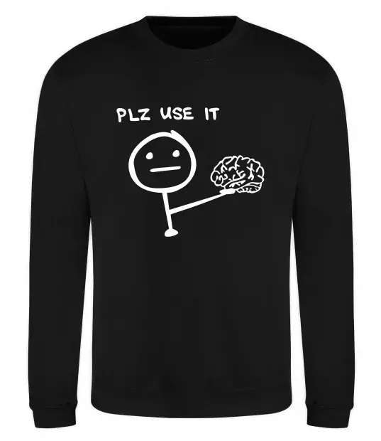 Світшот Plz use it Чорний фото