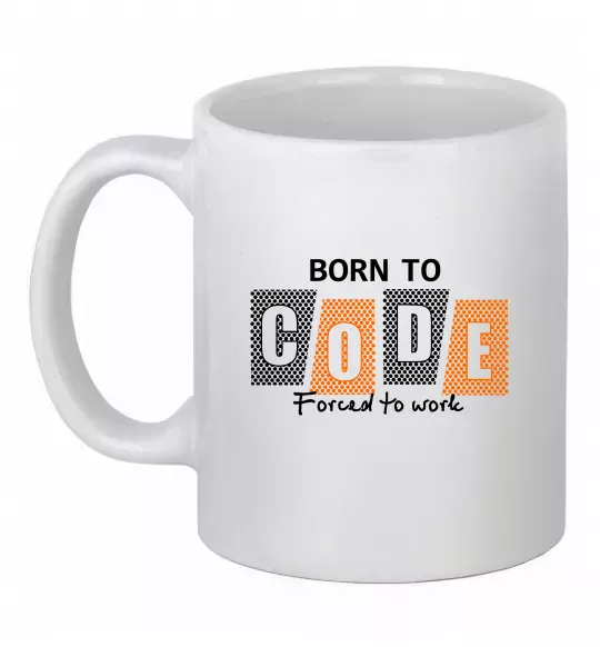 Чашка керамическая Born to code Белый фото