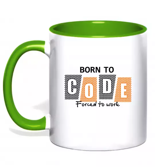 Чашка с цветной ручкой Born to code Зеленый фото