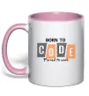 Чашка с цветной ручкой Born to code Нежно розовый фото
