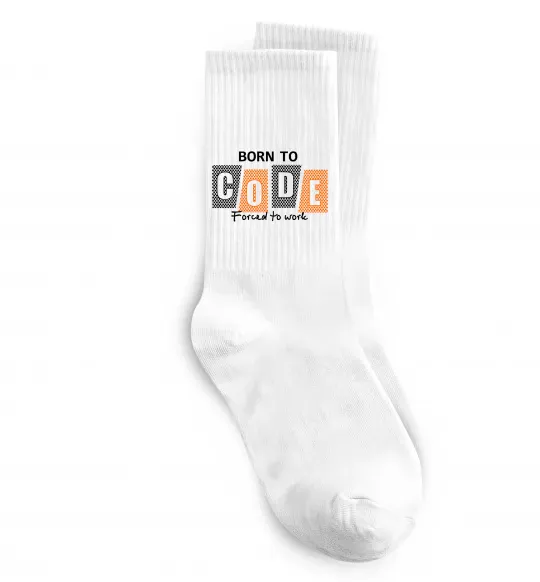 Шкарпетки Born to code Білий фото