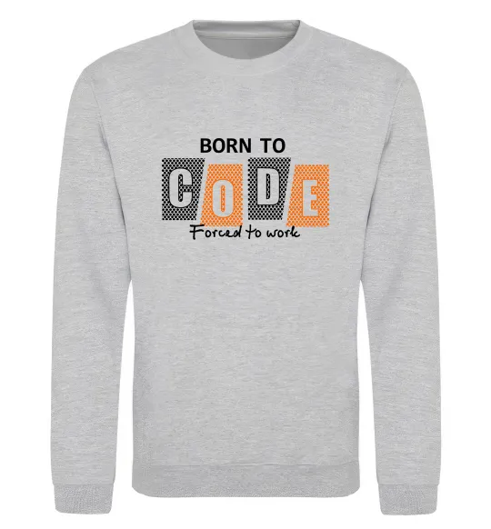 Свитшот Born to code Серый меланж фото
