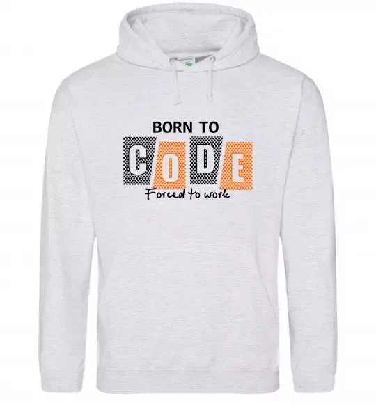 Мужская толстовка (худи) Born to code Серый меланж фото