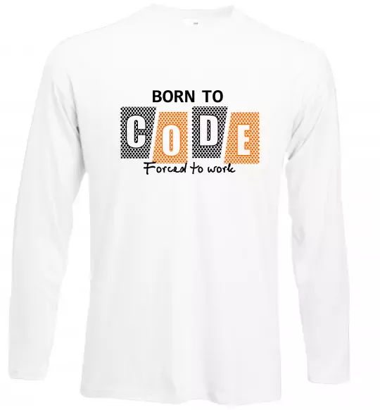 Лонгслив Born to code Белый фото