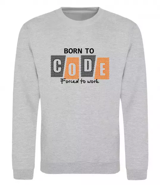 Свитшот Born to code Серый меланж фото