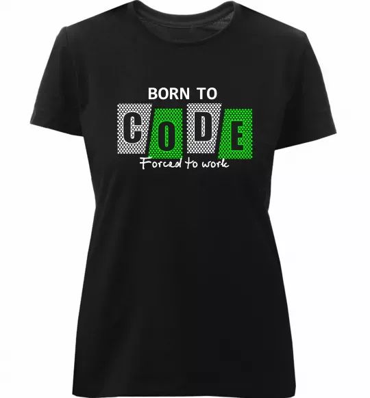 Женская премиум футболка Born to code Черный фото