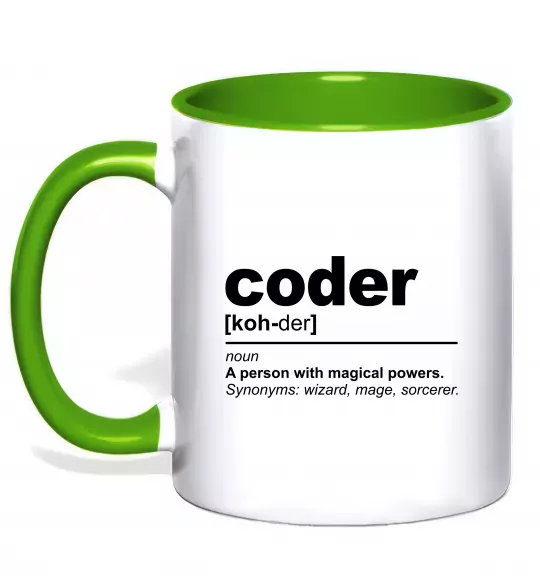 Чашка з кольоровою ручкою Coder Зелений фото