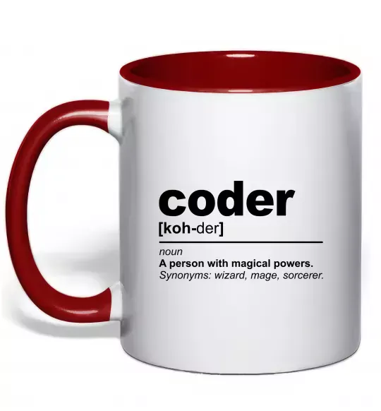 Чашка з кольоровою ручкою Coder Червоний фото
