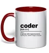 Чашка з кольоровою ручкою Coder Червоний фото