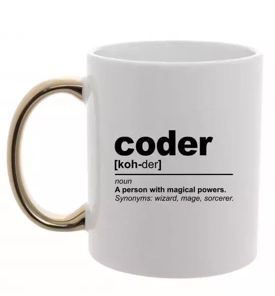 Чашка з кольоровою ручкою Coder Золото фото