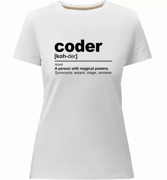 Жіноча преміум футболка Coder Білий фото