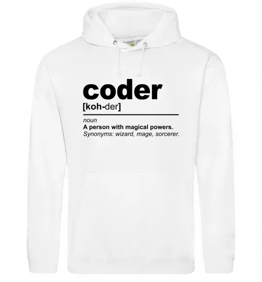 Мужская толстовка (худи) Coder Белый фото